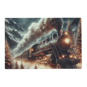 Winter/Christmas night train Placemat