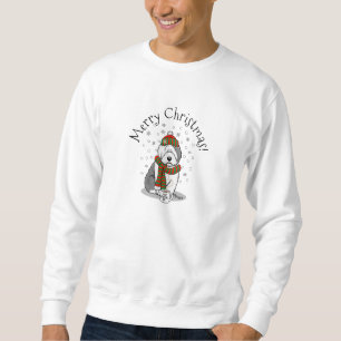 Winter Christmas Old English Sheepdog Gray 1 Cute Sweatshirt