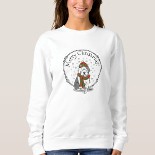 Winter Christmas Old English Sheepdog Gray 1 Cute Sweatshirt