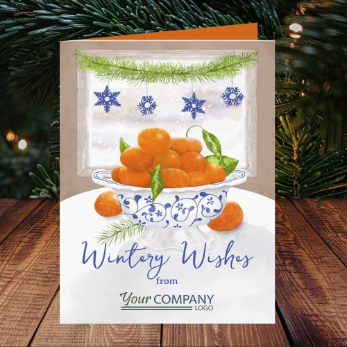 Winter Christmas Oranges Company Logo Holiday Card