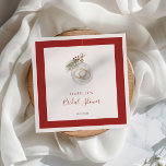 Winter Christmas Ornament Bridal Shower Napkins<br><div class="desc">Minimalist winter bridal shower napkins featuring a watercolor illustration of a Christmas ornament with wedding rings,  pine twig and Christmas berries. With elegant handwriting calligraphy.</div>