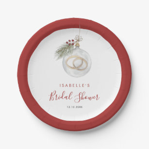 Winter Christmas Ornament Bridal Shower  Paper Plates