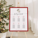 Winter Christmas Ornament Seating Chart Foam Board<br><div class="desc">Celebrate the bride-to-be with this red minimalist winter bridal shower seating chart for six tables,  featuring a watercolor illustration of a Christmas ornament with wedding rings,  pine twig and Christmas berries. With elegant handwriting calligraphy.</div>