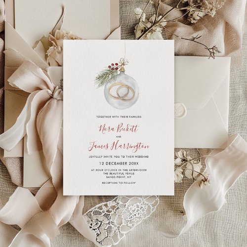 Winter Christmas Ornament Wedding Invitation