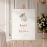 Winter Christmas Ornament Wedding Welcome Foam Board<br><div class="desc">Celebrate your winter wedding ins style with this minimalist winter wedding welcome sign featuring a watercolor illustration of a Christmas ornament with wedding rings,  pine twig and Christmas berries. With elegant handwriting calligraphy.</div>