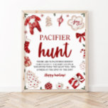 Winter Christmas Pacifier Hunt Baby Shower Game Poster<br><div class="desc">Winter Christmas Pacifier Hunt Baby Shower Game</div>