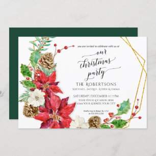 Winter Christmas Party Crescent Wreath Invitation