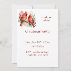 Winter Christmas Party Red Cardinal Bird Nature Invitation