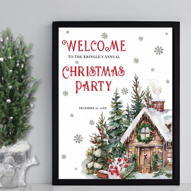 Winter Christmas Party Welcome Sign (Festive Winter Christmas Party Welcome Sign)