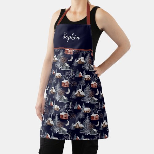 Winter Christmas Pattern Apron