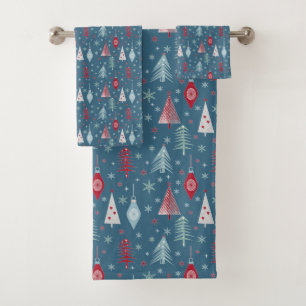 Winter Christmas pattern. Bath Towel Set