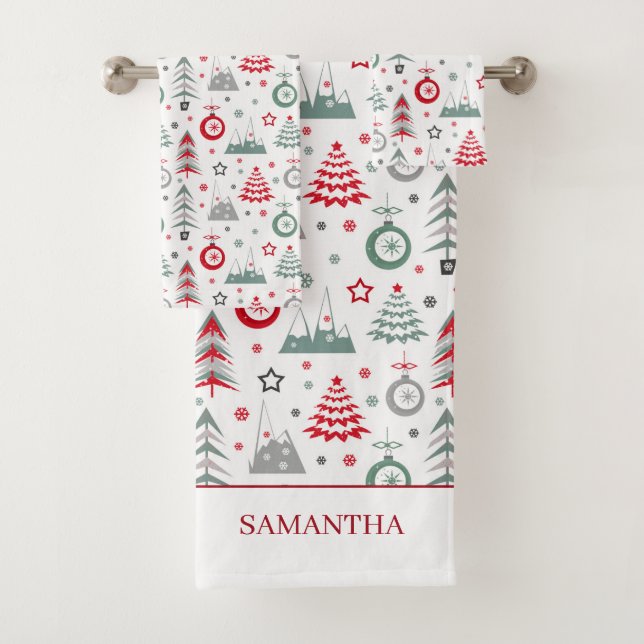 Winter Christmas pattern.  Bath Towel Set (Insitu)