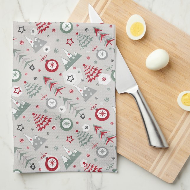 Winter Christmas pattern.  Kitchen Towel (Quarter Fold)