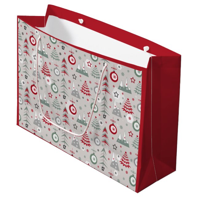 Winter Christmas pattern.  Large Gift Bag (Front Angled)