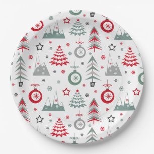 Winter Christmas pattern. Paper Plates