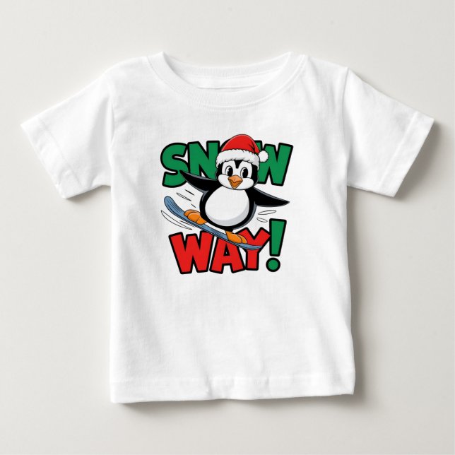 Winter Christmas Penguin Adventure in Snowy Wonder Baby T-Shirt (Front)