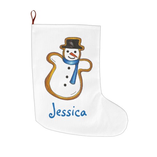 Winter Christmas Personalized Holiday Snowman Large Christmas Stocking