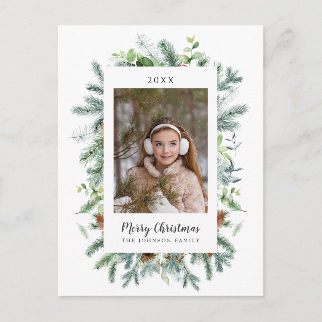 Winter Christmas Photo Holiday Postcard (Front)