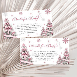 Winter Christmas Pink Baby Shower Books for Baby Enclosure Card