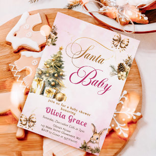 Winter Christmas Pink Baby Shower Invitation