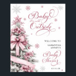 Winter Christmas Pink Baby Shower Welcome Sign<br><div class="desc">Welcome guests in style with the Winter Christmas Pink Baby Shower Welcome Sign. Featuring soft pink hues paired with festive winter elements like snowflakes and delicate holiday accents, this sign is perfect for adding a warm, seasonal touch to your baby shower. Ideal for a winter wonderland or Christmas-themed celebration, the...</div>