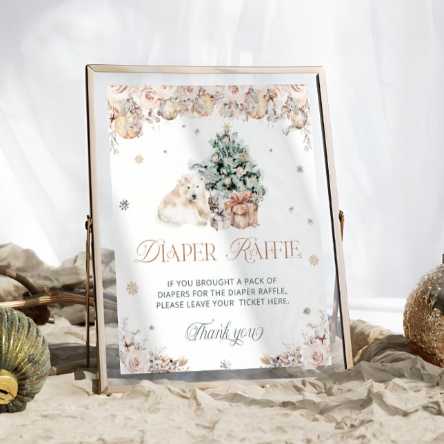 Winter Christmas Polar Bear Diaper Raffle Poster (Creator Uploaded)