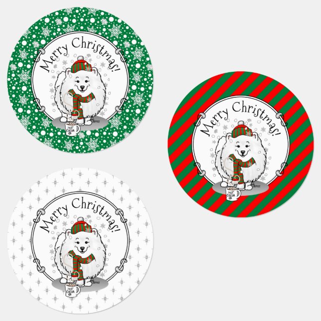 Winter Christmas Pomeranian (white) Dog Scarf Snow Labels (Group)