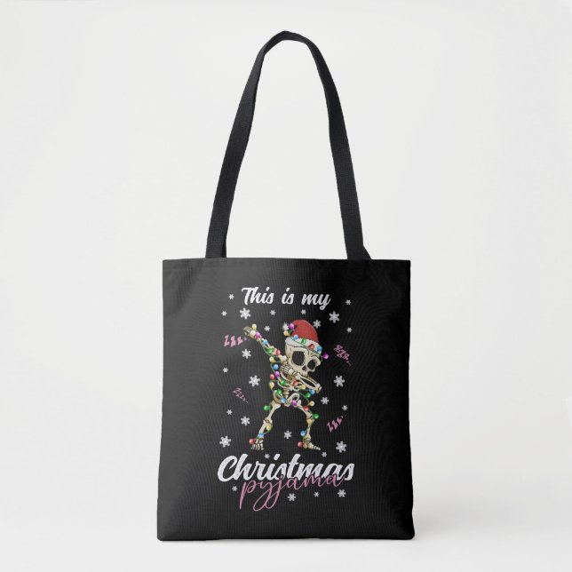 Winter Christmas Pyjama Skeleton Tote Bag (Front)
