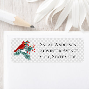 Winter Christmas Red Bird Modern Label
