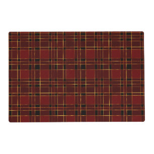 Winter Christmas Red & Black Tartan & Gold Foil Placemat