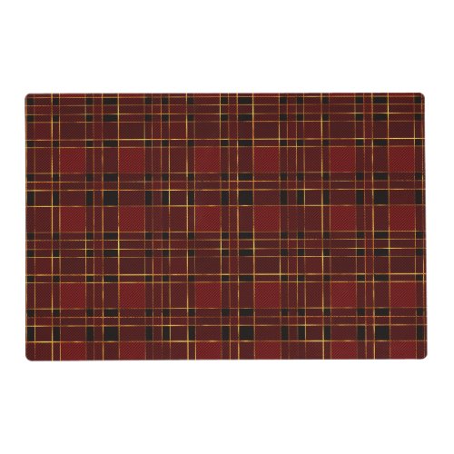 Winter Christmas Red  Black Tartan  Gold Foil Placemat