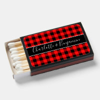 Winter Christmas Red Buffalo Plaid Wedding Favors 