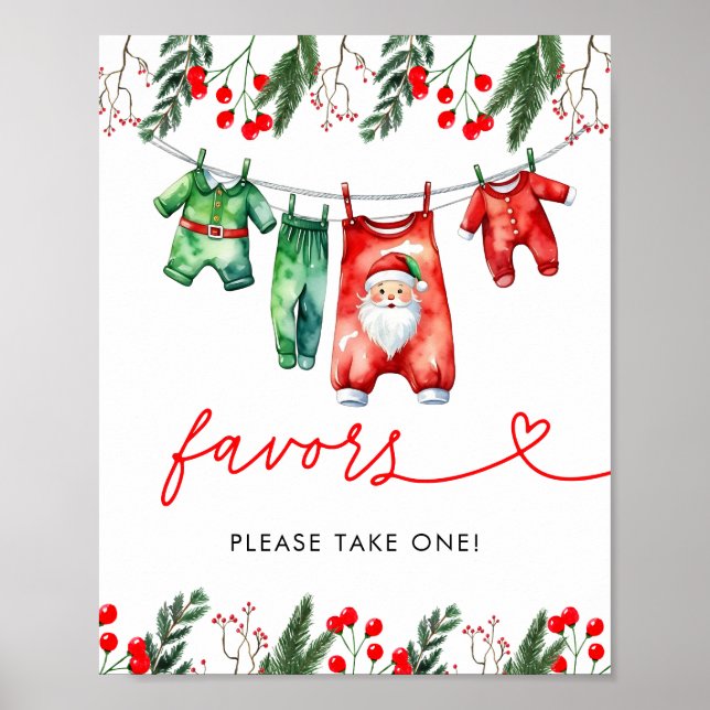 Winter Christmas Santa Baby Shower Favors Poster (Front)