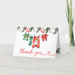 Winter Christmas Santa Baby Shower Welcome Sign Letterpress Thank You Card