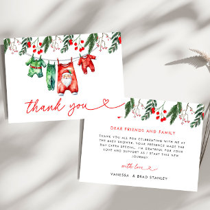 Winter Christmas Santa Baby Shower Welcome Sign Thank You Card