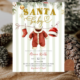 Winter Christmas Santa Clothesline Baby Shower Invitation