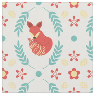 Winter Christmas Scandinavian Style Fox Pattern Fabric