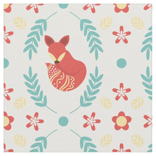 Winter Christmas Scandinavian Style Fox Pattern Fabric