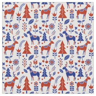 Winter Christmas Scandinavian Style Pattern Fabric