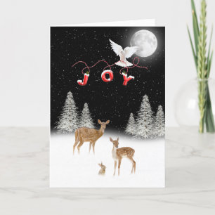 Winter Christmas scene with JOY and dove Holiday Card