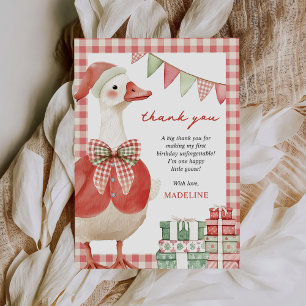 Winter Christmas Silly Goose Gingham Birthday Thank You Card