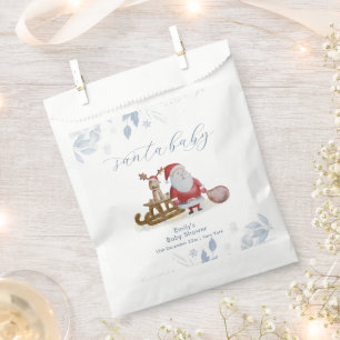 Winter Christmas Sleigh Moose Santa Baby Shower  Favor Bag