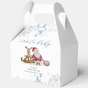 Winter Christmas Sleigh Moose Santa Baby Shower Favor Boxes