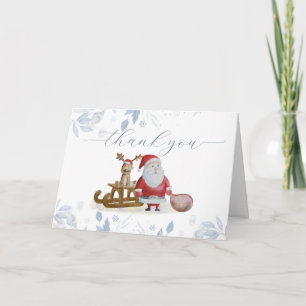 Winter Christmas Sleigh Moose Santa Baby Shower Letterpress Thank You Card