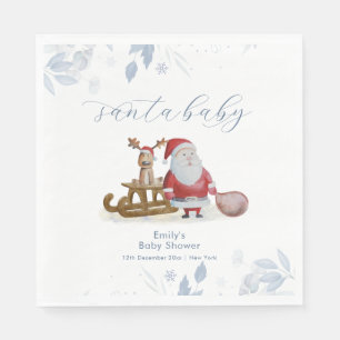 Winter Christmas Sleigh Moose Santa Baby Shower  Napkins