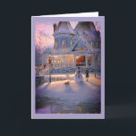 Winter Christmas Snow Scene Holiday Card<br><div class="desc">Winter snow cottage house scene. Perfect for sending a beautiful card to family and friends for the holiday season.</div>