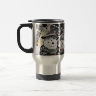 Winter, Christmas Snowman and Snow woman Mug