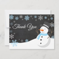 Winter Christmas Snowman Blue Thank You Card