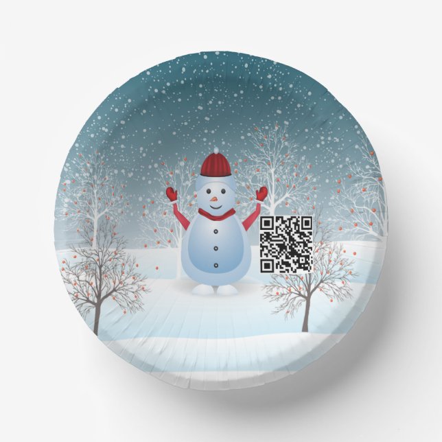 Winter Christmas Snowman Paper Bowl (Front)