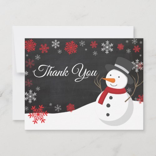 Winter Christmas Snowman Red Thank You Card